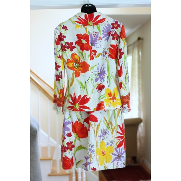 DOLCE & GABBANA Two Piece Multi Colored Floral Jacket and Skirt - Picture 2 of 7